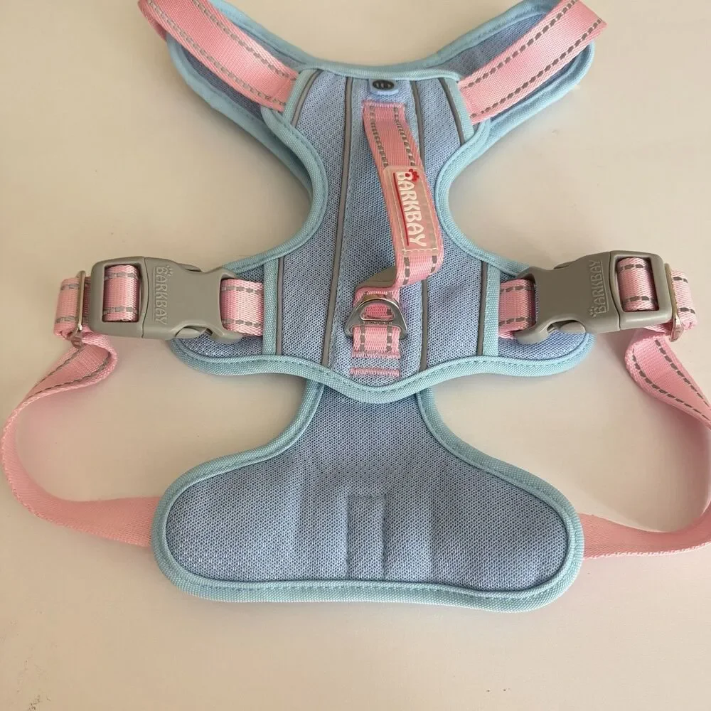NEW Barkbay No Pull Reflective Dog Harness Vest Large Pink Blue Pet ID Pocket